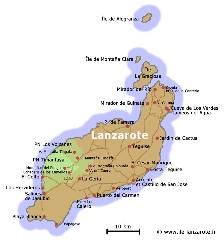 Mapa Parque Natural de Los Volcanes en Lanzarote